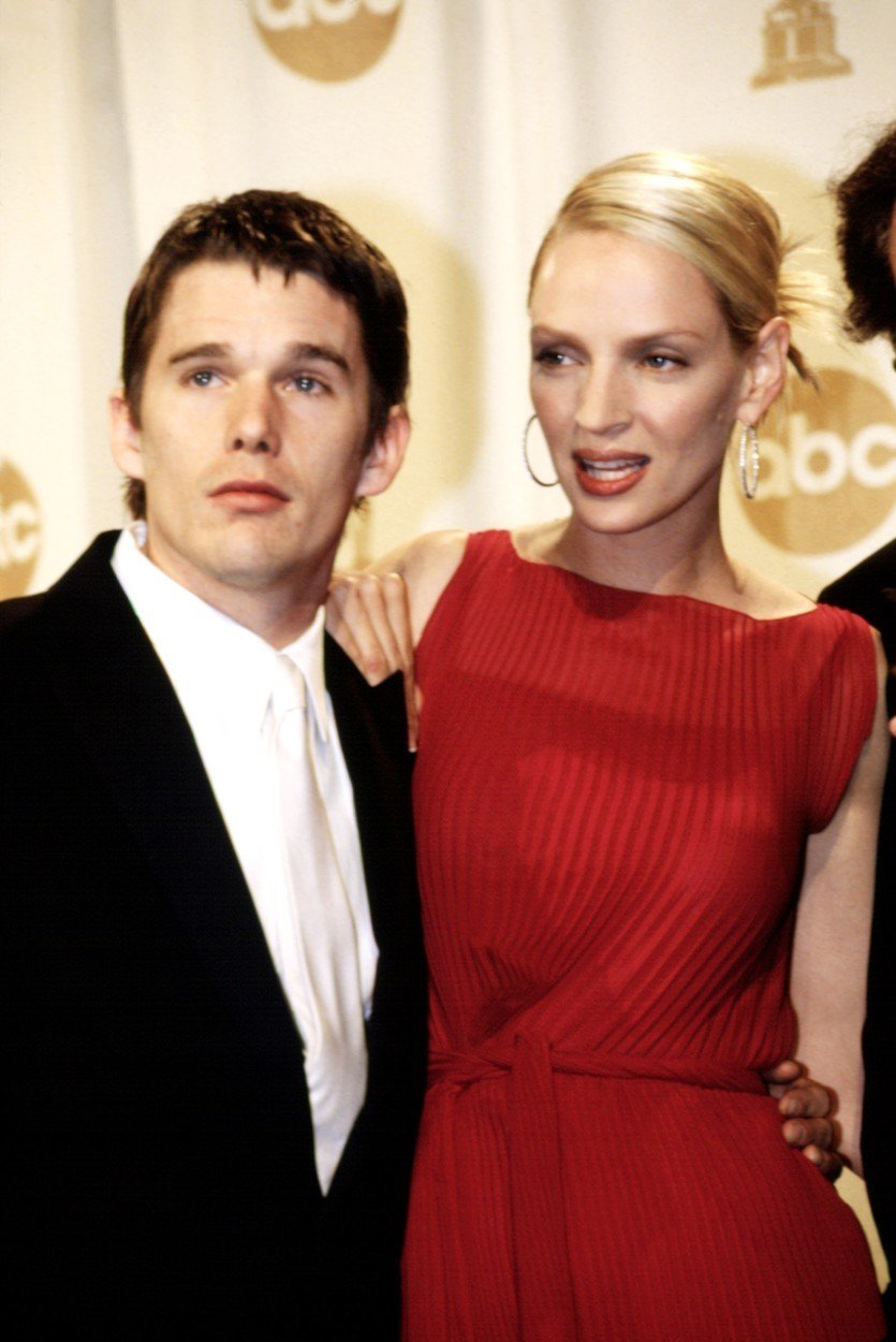 Ethan Hawke a Uma Thurman. Potkali se na natáčení filmu Gattaca. Jejich vztah tak trval od roku 1997 až do roku 2005, kdy se rozvedli. Takto se v roce 2000 objevili na udílení Oscarů.