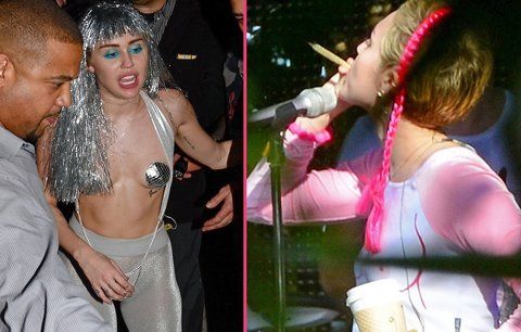 Miley Cyrus zase řádí: Kouří trávu a ukazuje prsa!