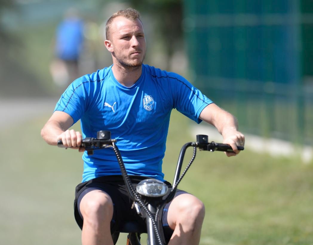 Plzeňský forvwrd Michael Krmenčík na úterním zahájení přípravy na novou sezonu 