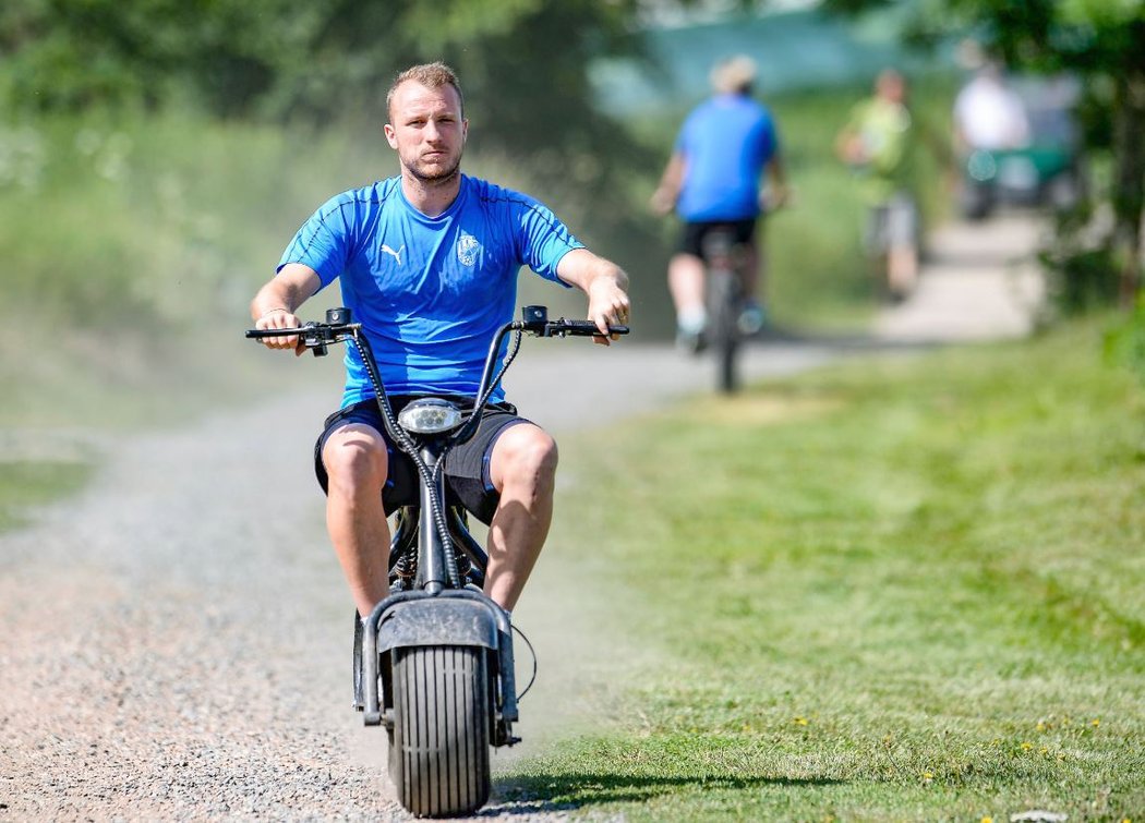 Plzeňský forvwrd Michael Krmenčík na úterním zahájení přípravy na novou sezonu 