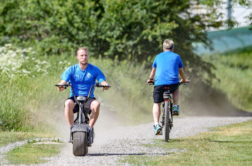 Plzeňský forvwrd Michael Krmenčík na úterním zahájení přípravy na novou sezonu 