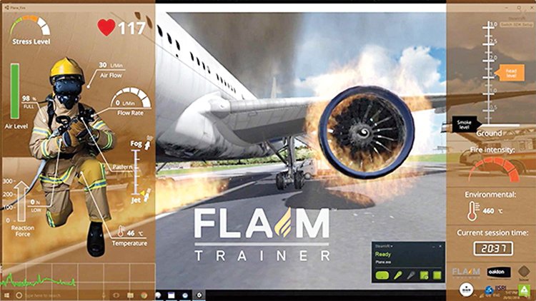 Aplikace pro VR FLAIM: Letadlo může hořet na letištní ploše, v městské zástavbě, mohou z něj vytékat nebezpečné látky a tak podobně