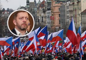 Ministr vnitra Vít Rakušan (STAN) komentuje demonstraci proti bídě na Václavském náměstí v Praze.