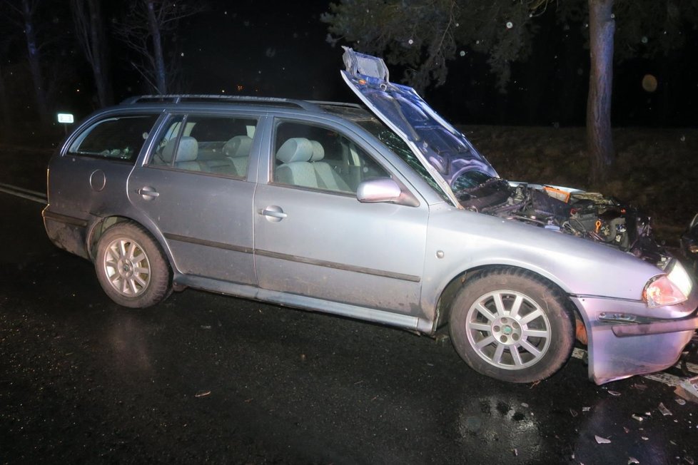 Řidiči na Domažlicku zvedl vítr víko motoru a havaroval, tři děti se zranily.