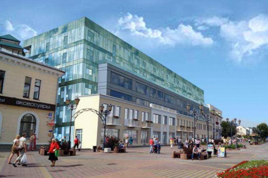 Vizualizace budovy v běloruském Brestu, kterou staví česká PSJ