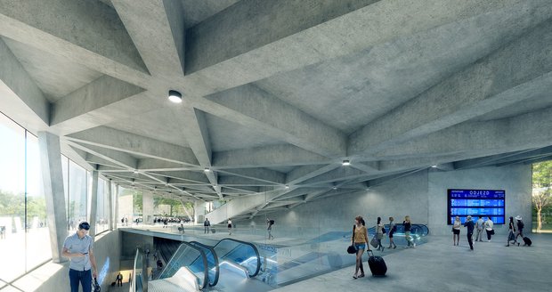Takto by nádraží mělo vypadat podle architektonického návrhu studia Idhea architekti.