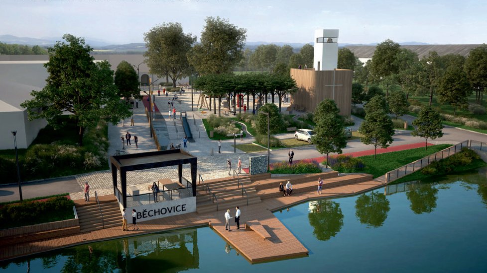 Takto by mělo nové náměstí v Běchovicích vypadat podle vítěznéo návrhu architekta Ondřeje Tomka.