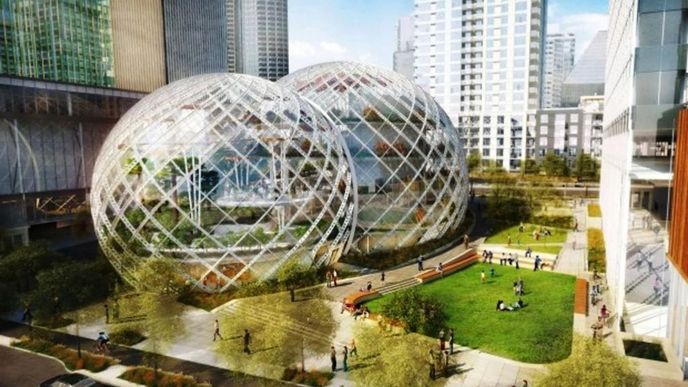 Vizualizace nové budovy společnosti Amazon