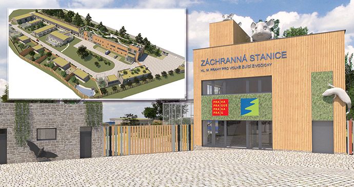 Vizualizace nové záchranné stanice pro volně žijící živočichy v pražských Jinonicích.
