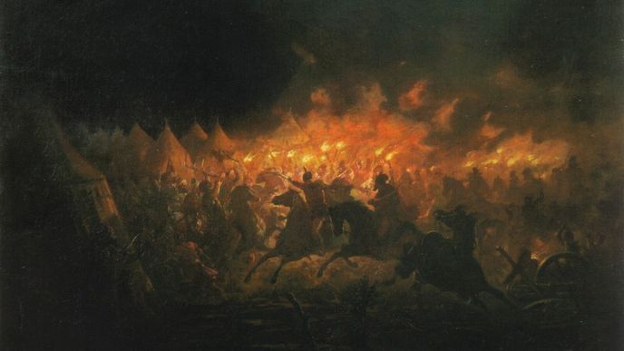 Bitva s loučemi je obraz, který zobrazuje Vladův noční útok.
