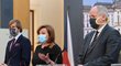 (zleva) Ministr zdravotnictví Adam Vojtěch (za ANO), ministryně financí Alena Schillerová (za ANO) a náměstek ministra zdravotnictví Roman Prymula (20.4.2020)