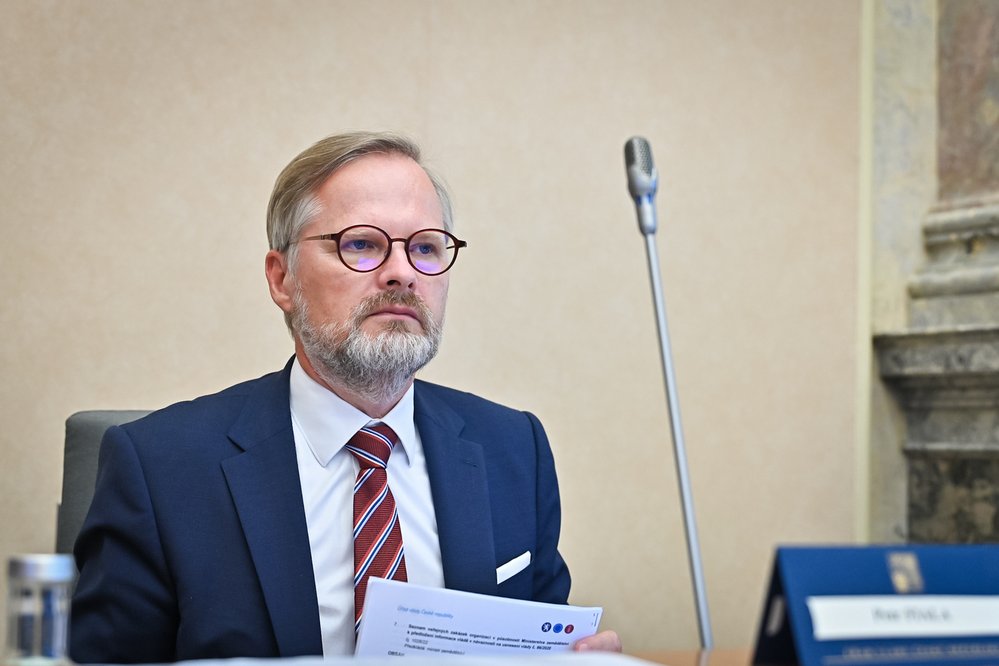 Premiér Petr Fiala na jednání vlády, 31. srpna 2022.