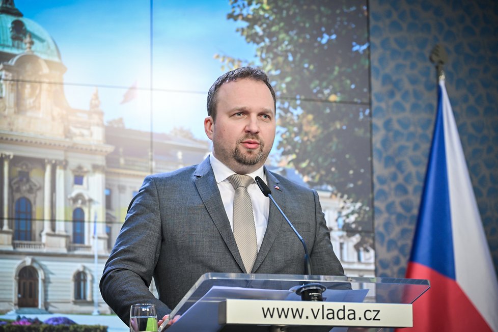 Jednání vlády: Ministr práce a sociálních věcí Marian Jurečka (KDU-ČSL) na tiskové konferenci (15.3.2023)