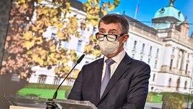 Andrej Babiš na tiskovce po jednání vlády v listopadu 2020