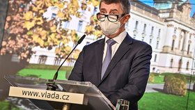 Andrej Babiš na tiskovce po jednání vlády v listopadu 2020