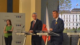 Andrej Babiš a Karel Havlíček na Úřadu vlády