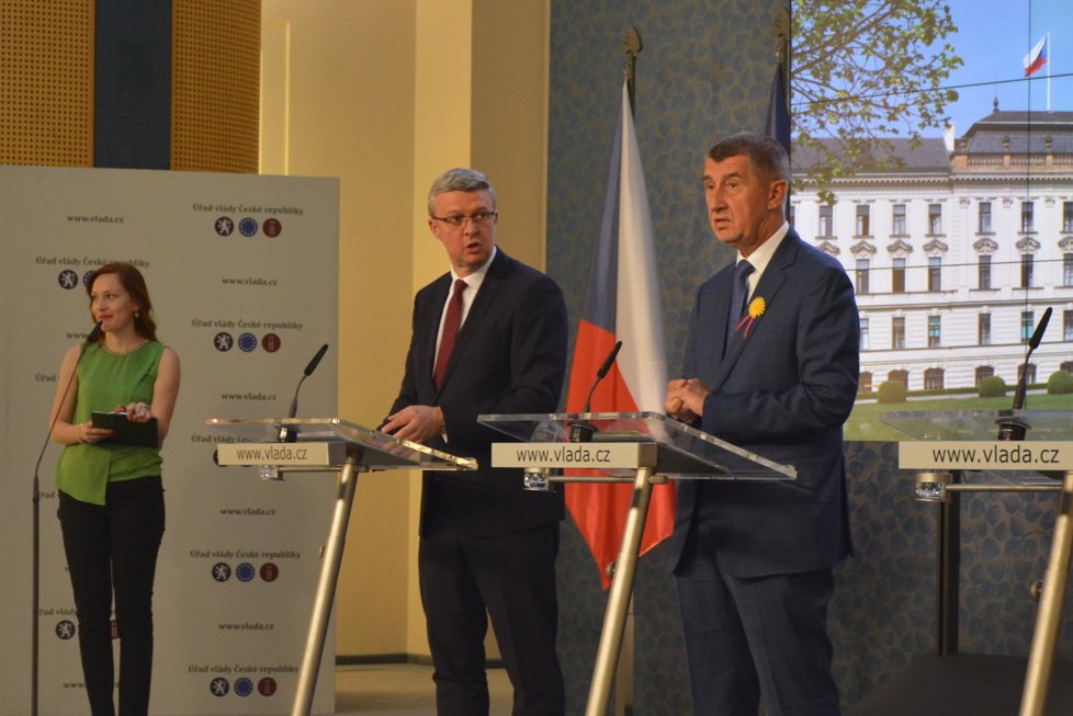 Andrej Babiš a Karel Havlíček na Úřadu vlády