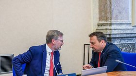 Jednání vlády: Premiér Petr Fiala (ODS) a ministr práce a sociálních věcí Marian Jurečka (KDU-ČSL)