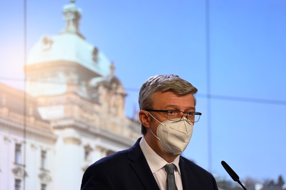 Ministr průmyslu a obchodu a dopravy Karel Havlíček na tiskové konferenci po jednání vlády (25.1.2021).