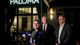 Jednání koaliční rady: Filip Turek, Petr Macinka a Boris Šťastný (25.11.2025)