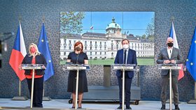 Vládní tiskovka: Ministři Dostálová, Schillerová, Arenberger a Plaga  (26.4.2021)