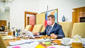 Premiér Andrej Babiš (ANO) na jednání vlády (21. 12. 2020)