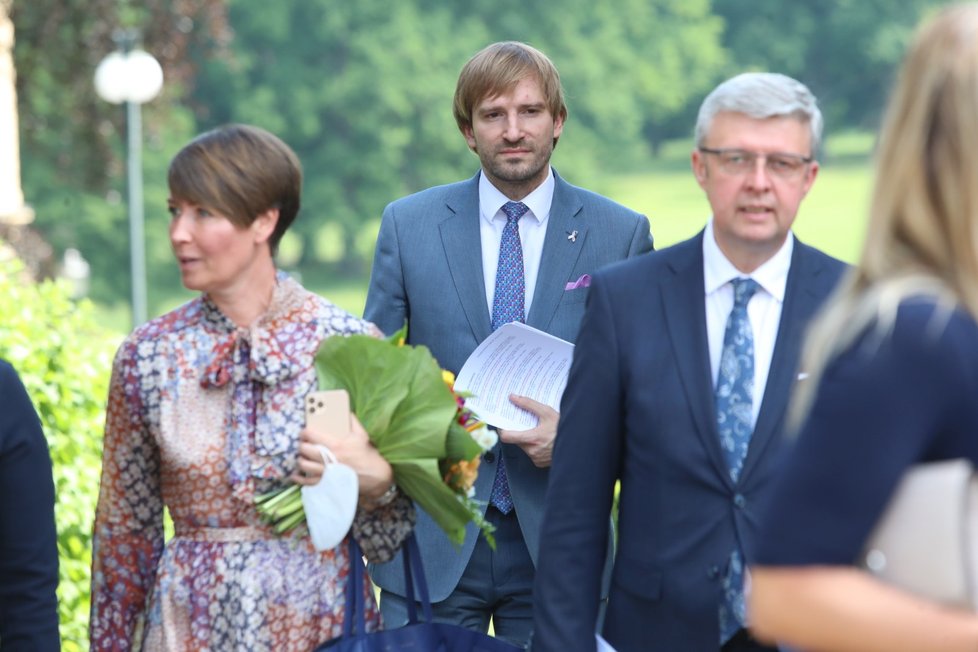 Vláda Andreje Babiše (ANO) na obědě u prezidenta Miloše Zemana (28. 6. 2021): Adam Vojtěch a Karel Havlíček