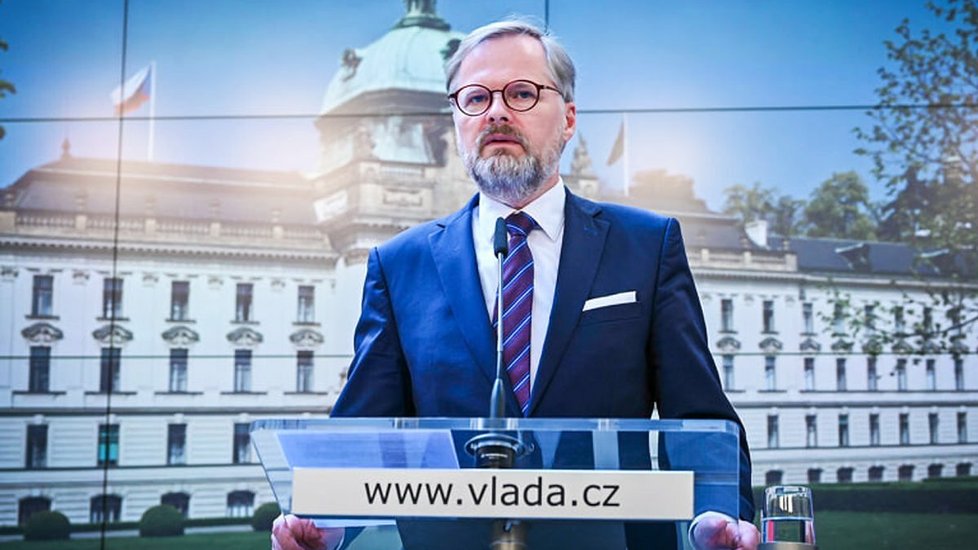 Premiér Petr Fiala po jednání vlády.