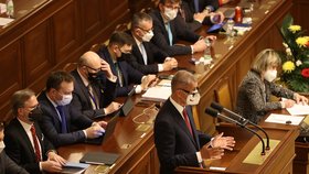 Expremiér Andrej Babiš při jednání Sněmovny o vyslovení důvěry vládě (13.1.2022)