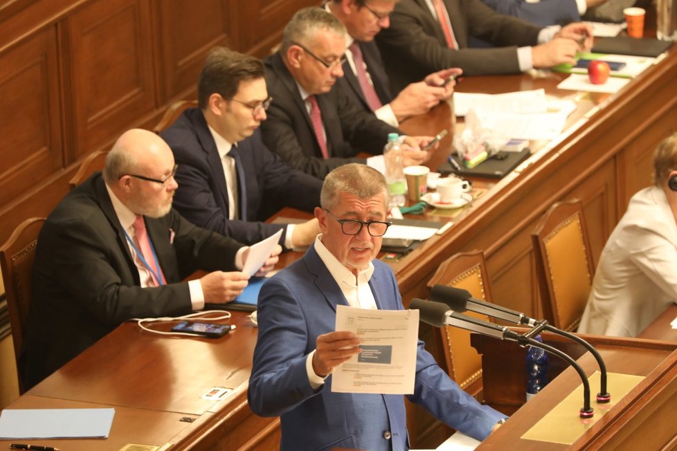 Schůze Sněmovny: Opozice vyvolala hlasování o vyslovení nedůvěry vládě, na snímku předseda ANO Andrej Babiš(1.9.2022)
