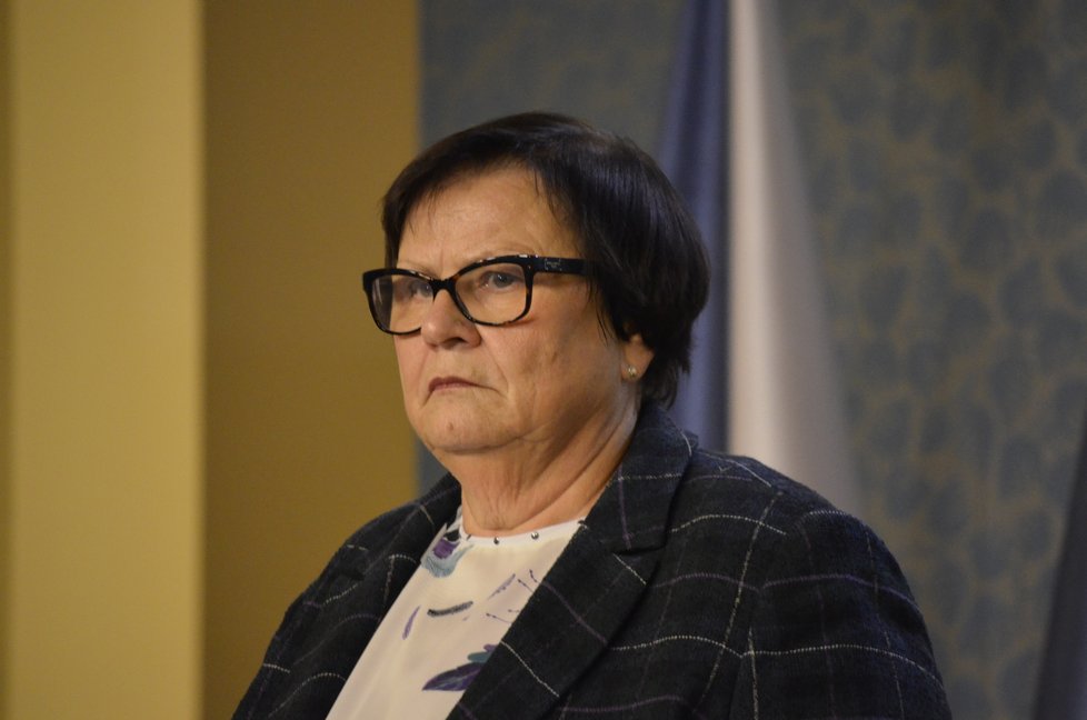 Ministryně spravedlnosti Marie Benešová (za ANO) na tiskové konferenci na Úřadě vlády (9.12.2019)