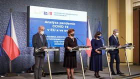 Jednání vlády (11. 1. 2021): Zleva Jan Blatný, Alena Schillerová (oba za ANO), Jana Maláčová (ČSSD) a Karel Havlíček (za ANO)