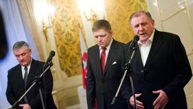 Slovenský expremiér Vladimir Mečiar s Robertem Ficem