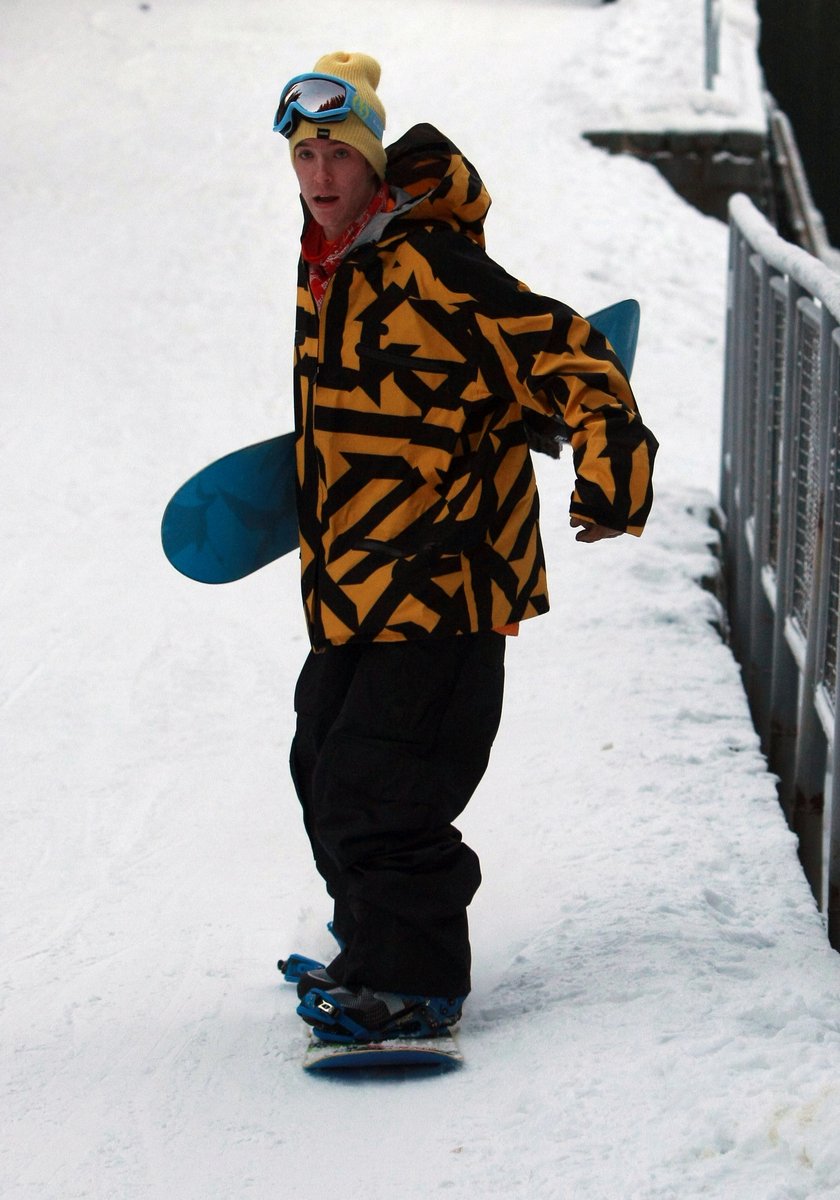 Vladimír na snowboardu.