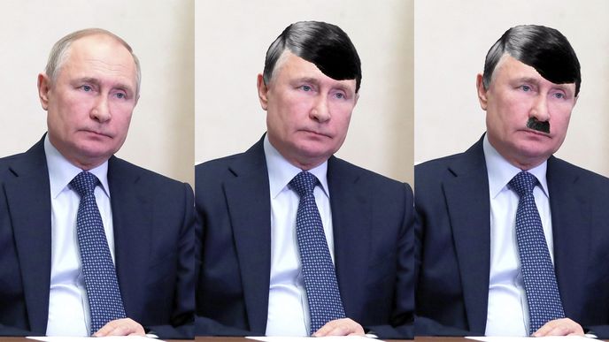 Vladimir Putin jako Adolf Hitler
