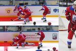 Putin na kolenou: Na hokeji při děkovačce přehlédl červený koberec a skončil na zemi