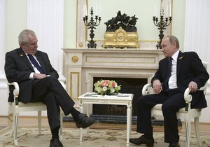 Prezident Miloš Zeman na jednání v Moskvě s Vladimirem Putinem