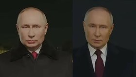 Vladimir Putin při projevu na nový rok 2022 a 2024
