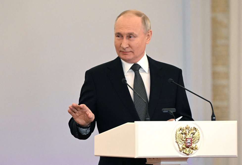 Putin během Dne hrdinů vlasti oznámil, že bude kandidovat i v roce 2024 (8. 12. 2023).