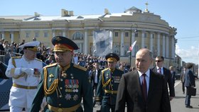 Vladimir Putin na přehlídce ruského námořnictva v Petrohradě (30.7.2023)