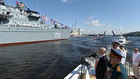 Vladimir Putin na přehlídce ruského námořnictva v Petrohradě (30.7.2023)