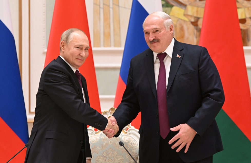 Vladimir Putin a Alexandr Lukašenko v Minsku (19.12.2022)