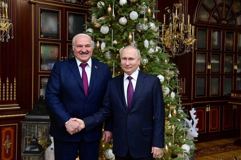 Vladimir Putin a Alexandr Lukašenko v Minsku