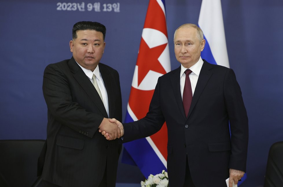Vladimir Putin s Kim Čong-unem