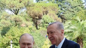Vladimir Putin přivítal v Soči tureckého prezidenta Erdogana (4.9.2023)