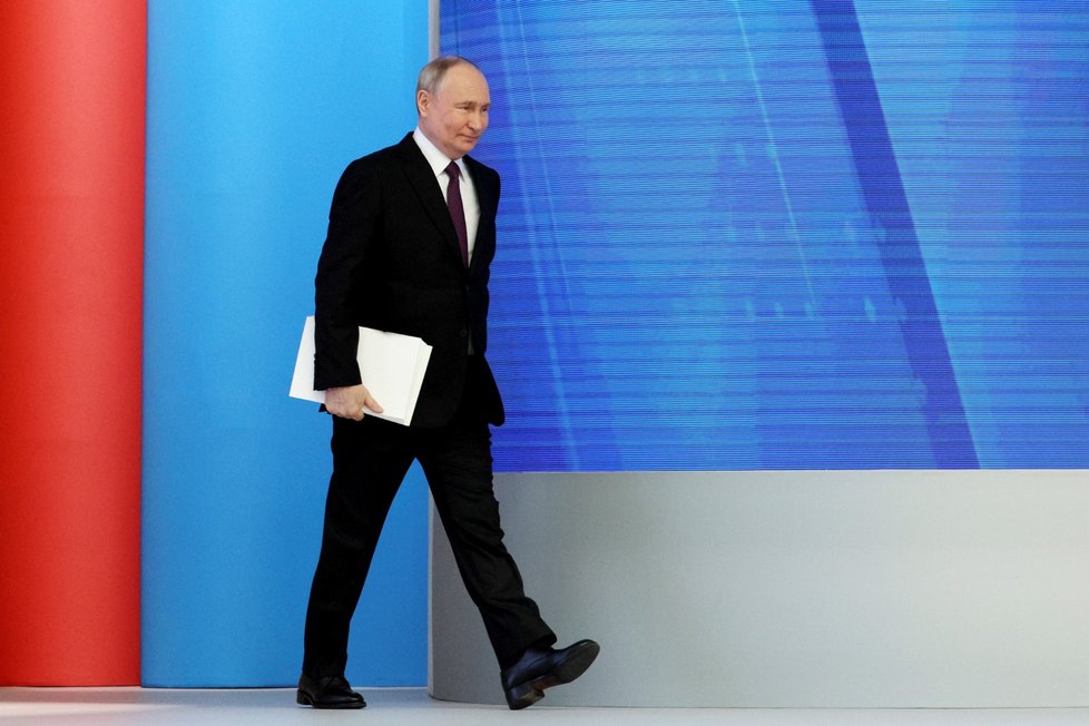 Ruský prezident Vladimir Putin během projevu