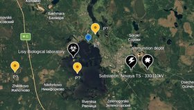 Mapa zachycuje pozice protivzdušné obrany v okolí ostrova Lisij v ruské Tverské oblasti. Na ostrově se podle investigace nachází tajná vojenská laboratoř, v jejímž okolí vznikají nové obranné pozice. (2026)
