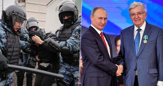 Putin rozdával metály. Na ruský svátek se policie střetla s demonstranty, 20 zadržených
