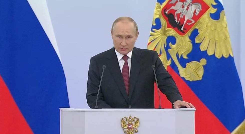 Vladimir Putin na slavnostním ceremoniálu (30. 9. 2022)