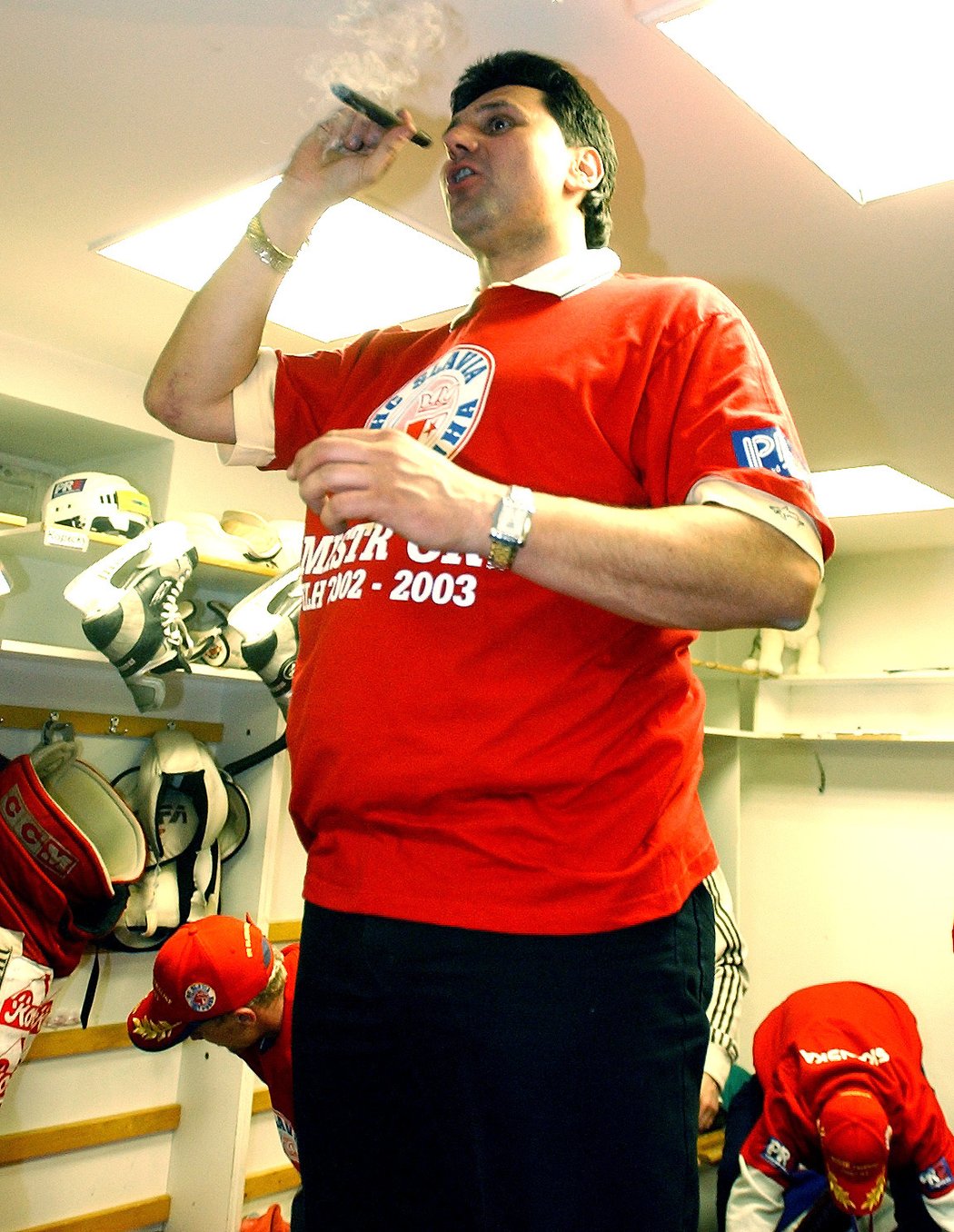 Vladimír Růžička při oslavách titulu Slavie (rok 2003).